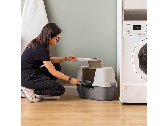 IRIS USA Cat Litter Box - Enclosed Corner Litter Box
