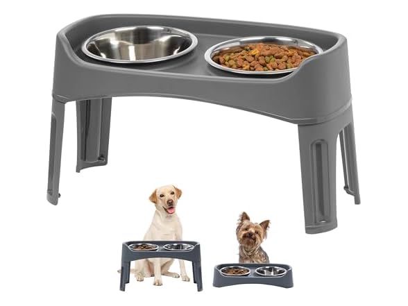 IRIS USA Elevated Dog Bowls Adjustable Stand