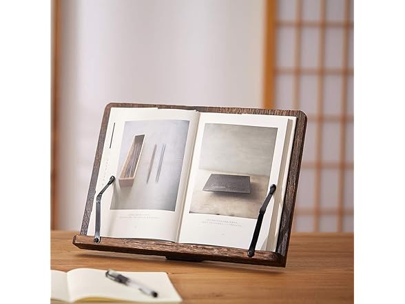 Foldable Wooden Book Stand with Clips