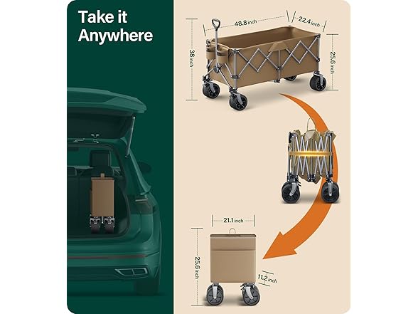 Everyfun 440Lbs Collapsible Wagon Cart