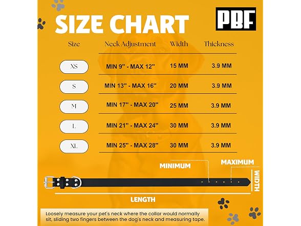 PBF Leather Dog Collar - Genuine Top