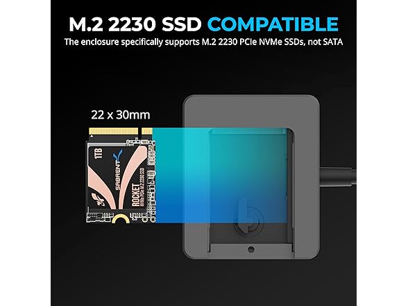 USB-C Enclosure for M.2 2230 PCIe NVMe SSDs