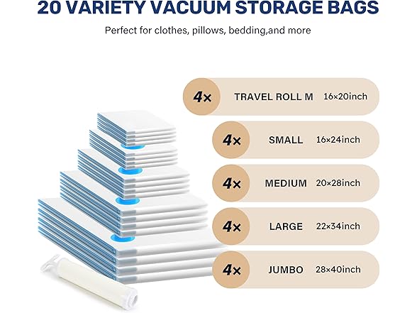 Simple Deluxe Vacuum Storage Bags, 20PK