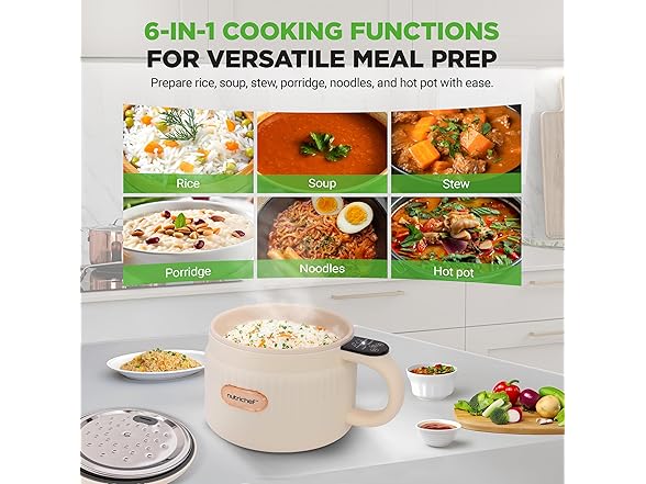 NutriChef 1.6 QT Portable Electric Rice Cooker