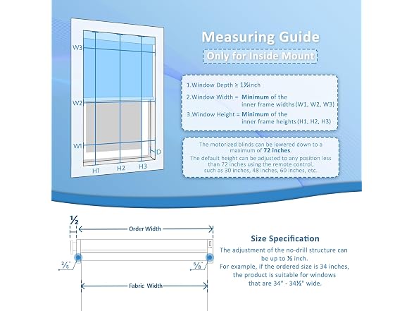 MANSNIX 34.5" x 72" White Motorized Blackout Blinds