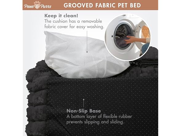 Paws & Purrs Grooved Pet Bed for Small to Medium Dogs/Cat