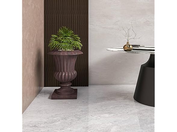 LeisureMod Lotus Stone Planter Burgundy
