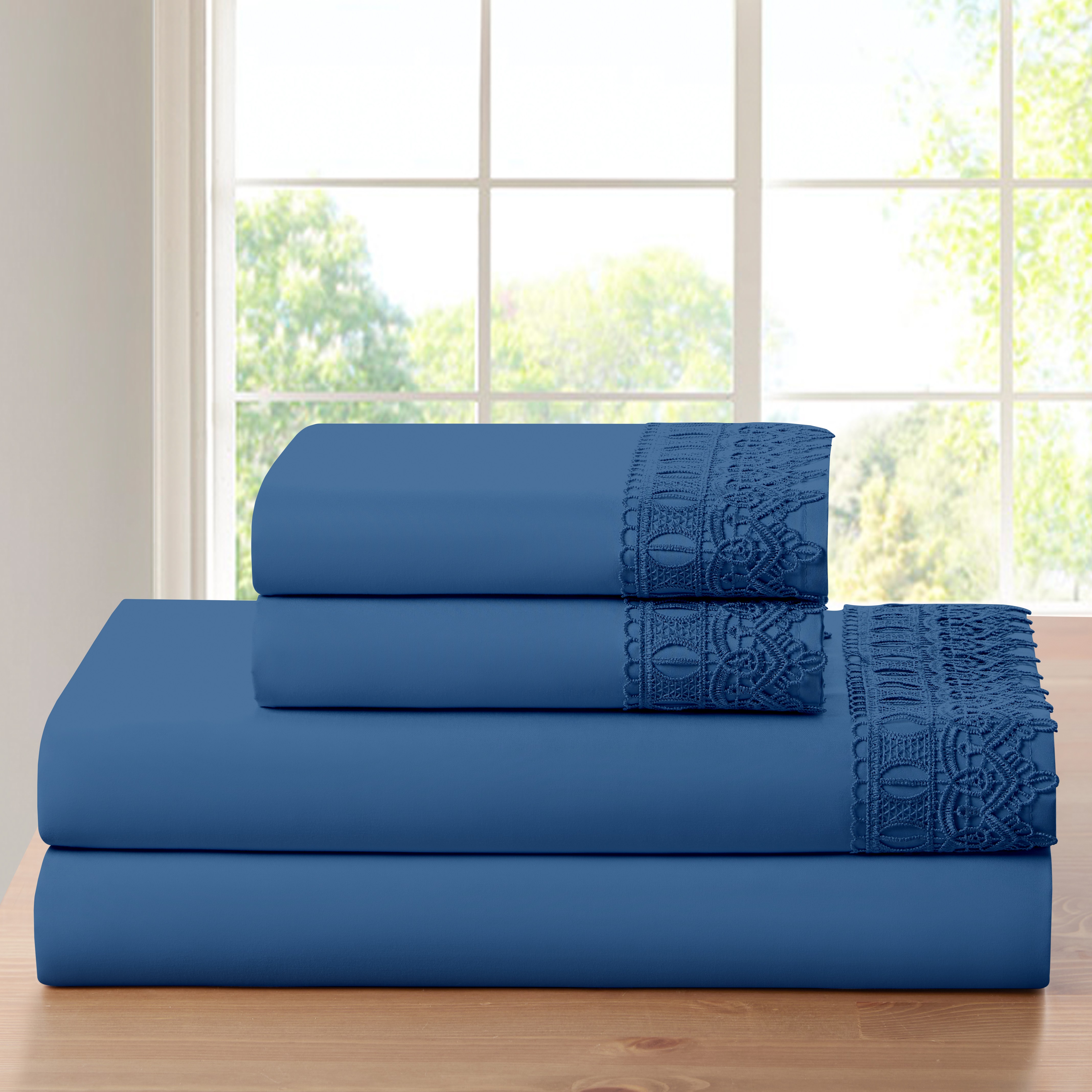 Lace Crochet 4 Piece Rayon From Bamboo Sheet Set - Gallery 18