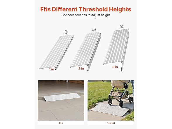 VEVOR Door Threshold Ramp, 3" Rise