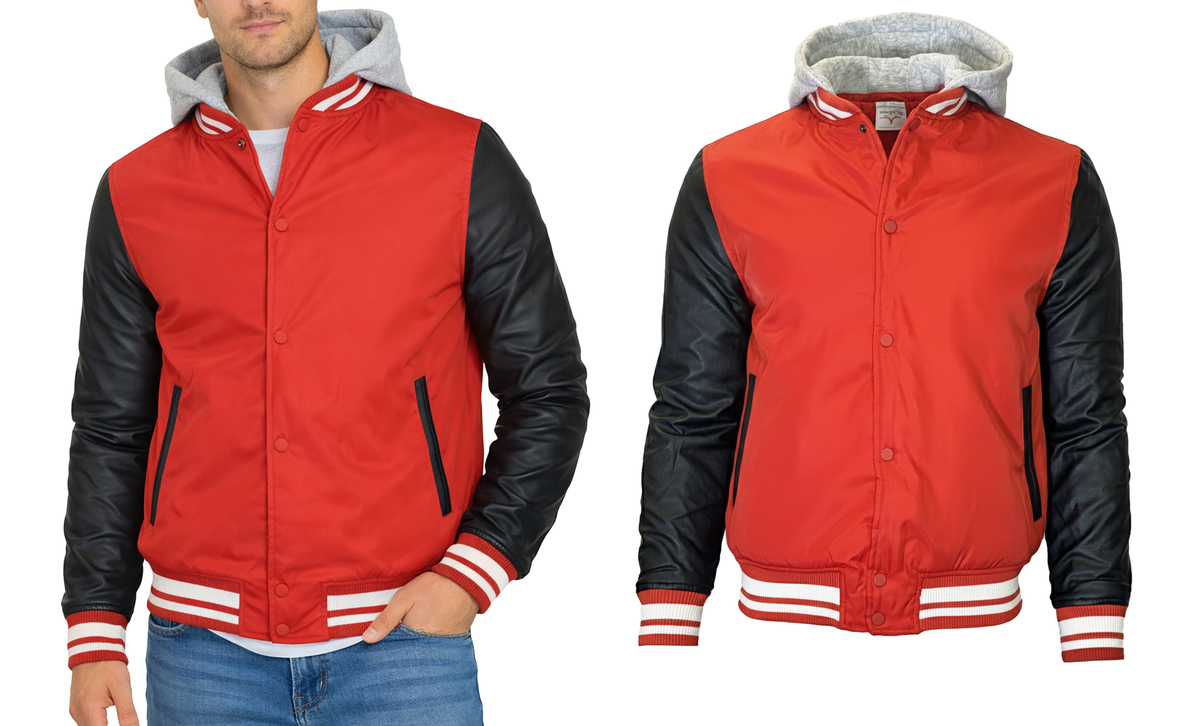 Mens Heavyweight Hooded Varsity Jacket (S-3XL) - Gallery 20