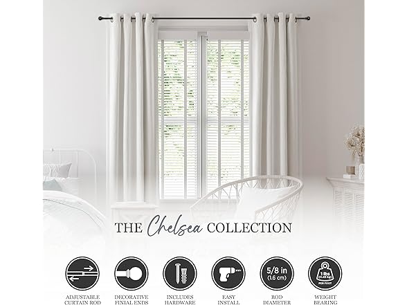 28" to 48"Chelsea Ball End Curtain Rod