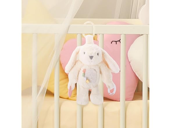 Linzy 10" Beige Bunny Baby Stroller Toy