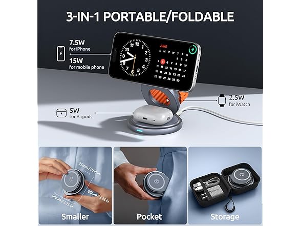 3in1 15Watt Charging Station for Apple Magsafe