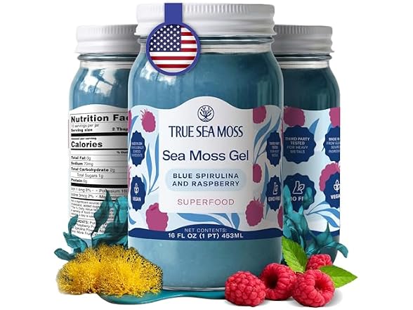 TrueSeaMoss Blue Spirulina Sea Moss Gel 16oz