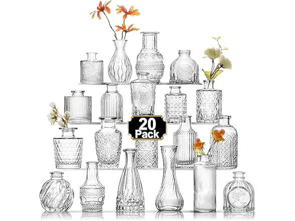 Arme 20Pcs Clear Flower Bud Vases