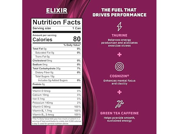 12PK Syncron Elixir Energy Drink, Cherry Flavor