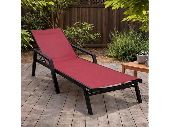 LeisureMod MLABL-77BRG Marlin Chaise Lounge Burgundy