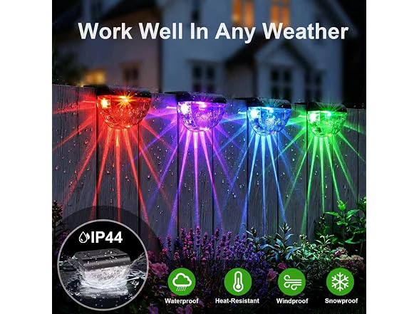 Melunar 12 Pack Solar Deck Lights RGB