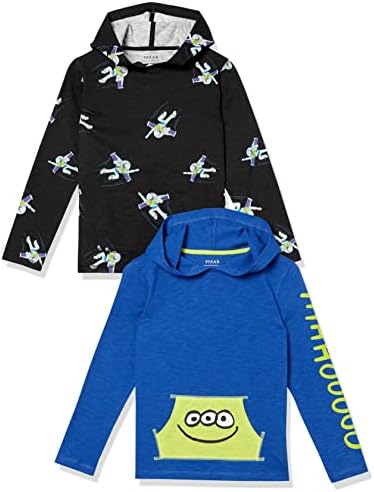 Amazon Essentials Disney | Marvel | Star Wars Boys' Lightweight Hooded Long-Sleeve T-Shirts, Pack of 2, Toy Story Space, XX-Large