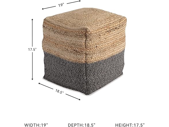 Ashley Sweed Valley Jute Pouf Natural