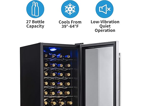 Newair Freestanding Wine Fridge - 27 Bottles