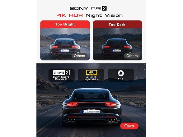 Jzones 4K 3-Channel Dash Cam with Starvis 2 and 64GB Card Included