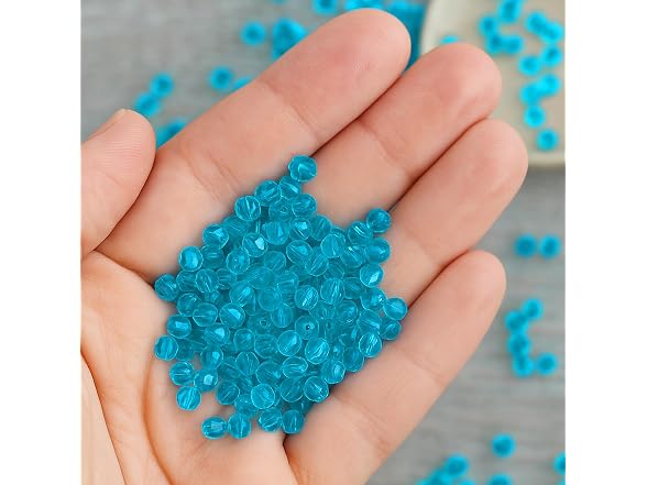 Mandala Crafts Turquoise 3mm Round Glass Crystal Beads