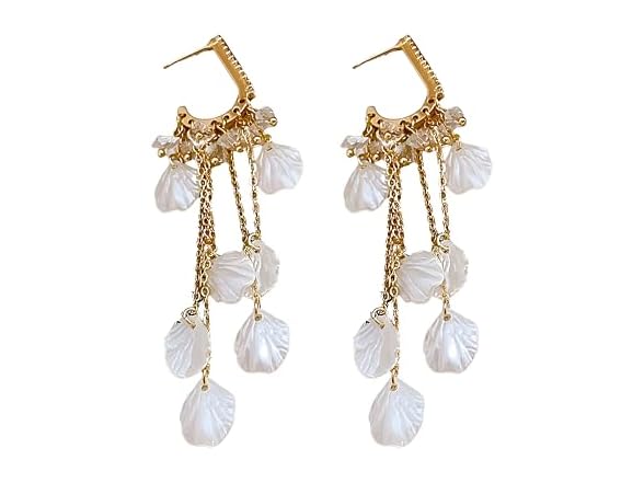 INGHOOD Zircon Dangle Shell Earrings