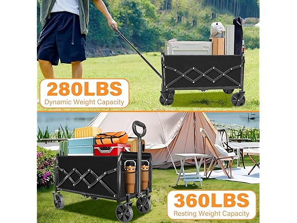 ARTIST'S DREAM Wagon Cart, 360lbs, Black