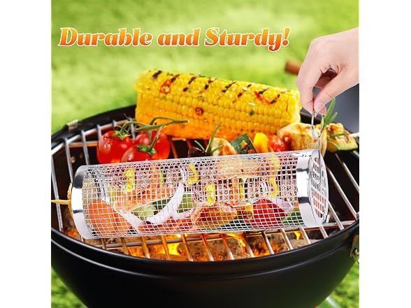 GRUNEN WOLKEN Rolling Grill Baskets 2Pk