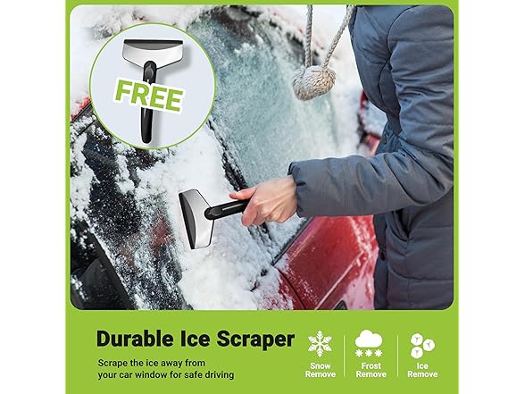 VOLTASK 31'' Compact Snow Shovel with Ice Scraper