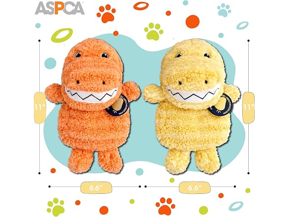 ASPCA Teddy Stripe Fabric Dino and T-Rex Toys