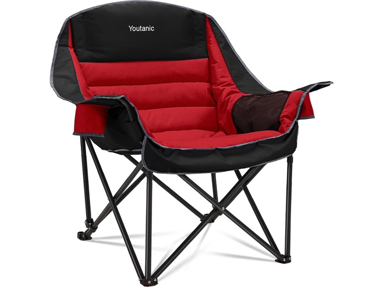 Oversized Camping Chair - 400lb Capacity - Red/Black