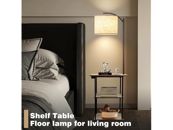 PESRAE USB Lamp End Table - Vintage Gray