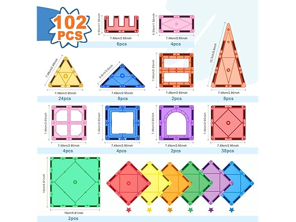 Soyee 102PCS Magnetic Tiles