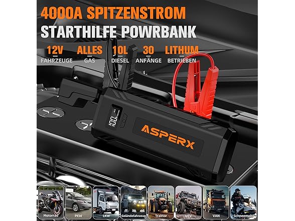 ASPERX Car Jump Starter, 4000A