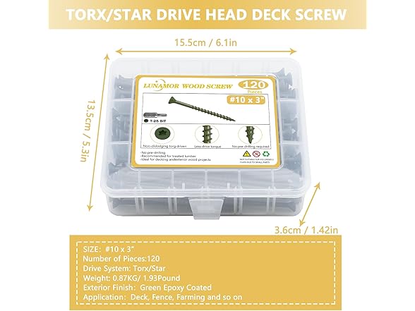 Deck Screws #10x3 120pc Green