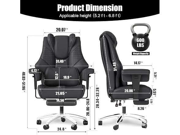 Big and Tall Leather Executive Office Chair