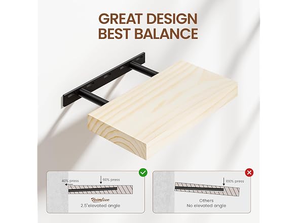 Heimlove Unfinished Wood Floating Shelves Set of 2