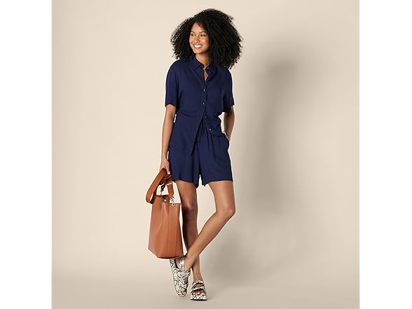 AE Womens HighRise RelaxedFit Twill PullOn Shorts