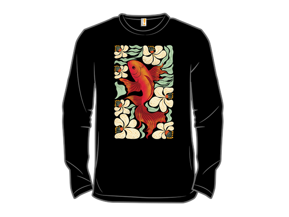 Carp Fish Among Flowers