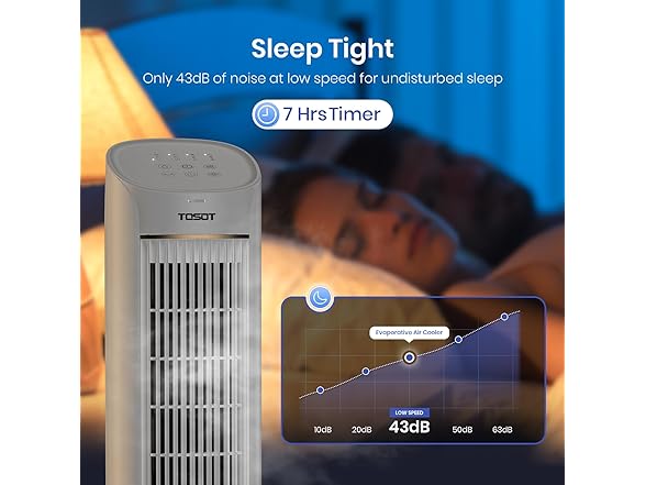 TOSOT Evaporative Air Cooler, 43" Tower Fan