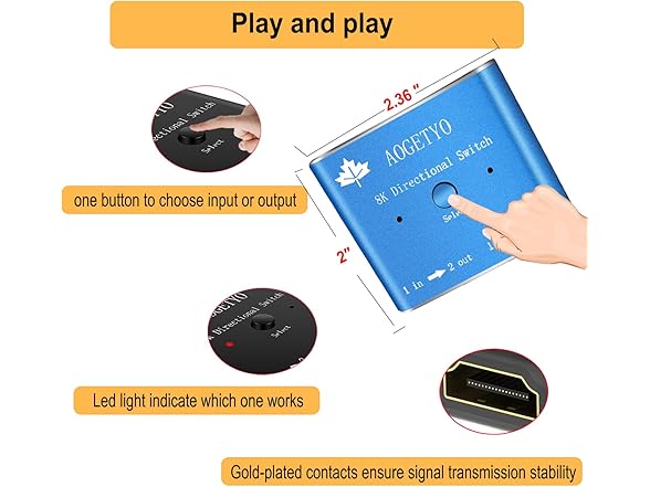 1 in 2 Out Bi-Directional HDMI Switcher