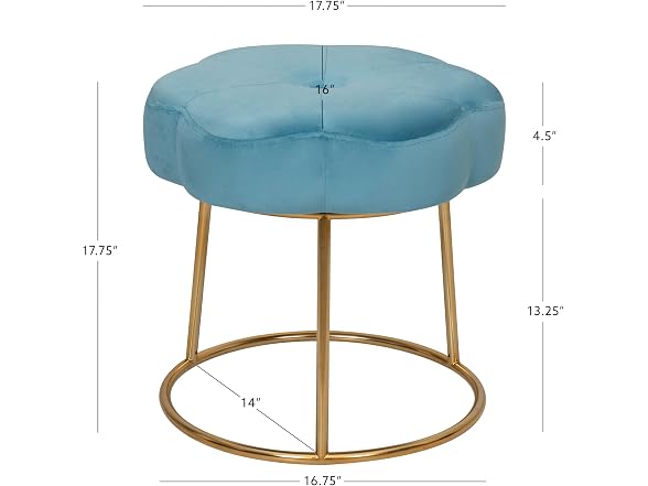 Linon Talulah Light Blue and Gold Vanity and Accent Stool