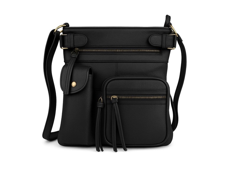 Super Soft Genuine Leather Crossbody Bag with Top Belt Accent