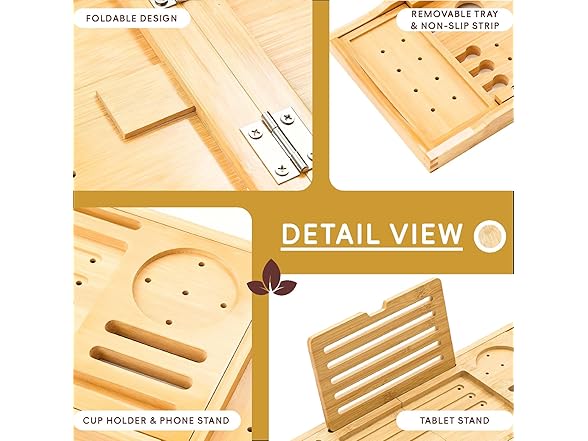 Natural Color Bamboo Bathtub Tray