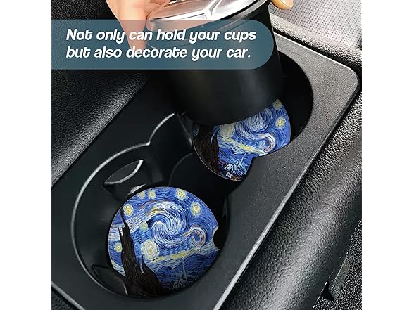 Van Gogh Watercolor Painting Ceramic Car Coasters