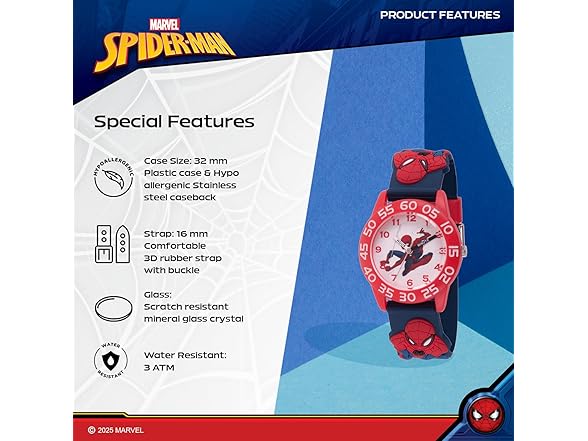 Marvel Spider-Man Kids' Plastic Strap Watch