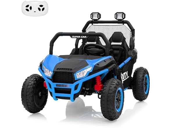24V 2 Seater Ride On Car, XXXL Off-Road Utv for Kids Blue