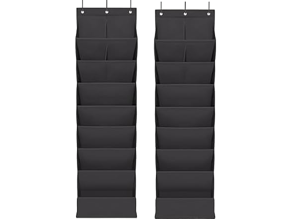 STORAGEIDEAS Door Shoe Organizer Black, 8 Layers, 2-Pack
